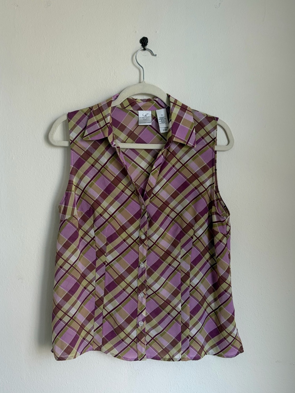 Vintage Emma James Plaid Button Down Blouse